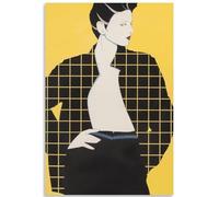 KSHAO ATHQW Póster de Patrick Nagel《Rejilla geométrica》Arte de pared Patrick Nagel Exposición Pintura en lienzo Patrick Nagel Impresiones para Cuadros de decoración del hogar 50x70cm sin Marco