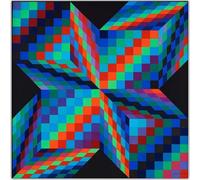KSHAO ATHQW Poster di Victor Vasarely 《Geometria Colorata》Arte della Parete Victor Vasarely Dipinti su Tela Stampe retrò per la Decorazione della Stanza Immagine 50x50cmx1 Senza Cornice