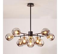 KSHSAA Multi-luci Lampadario a soffitto Lampada a sospensione a sfera in vetro grigio fumo Lampada a sospensione creativa per interni Soggiorno Camera da letto Lampada a sospensione (20CM + 20CM Boom