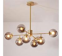 KSHSAA Lampadario a Soffitto Multi-luci - Lampada a Sospensione a Sfera in Vetro Grigio Fumo - Creativa per Interni, Soggiorno, Camera da Letto (20CM + 20CM Boom)