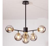 KSHSAA Multi-luci Lampadario a soffitto Lampada a sospensione a sfera in vetro grigio fumo Lampada a sospensione creativa per interni Soggiorno Camera da letto Lampada a sospensione (20CM + 20CM Boom