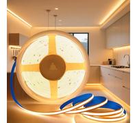 KSIBNW 24V Striscia LED COB, 5M Luci LED Bianco Caldo 3000K Adesive Strisce LED 320LEDs/M Flessibile Luce Nastro Larghezza 5mm Tagliabile Tubo LED per Soggiorno, Natale, Bar, Senza Alimentatore