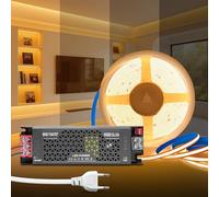 KSIBNW Striscia LED COB 5M, 12V Autoadesiva Strip Luci Bianco Caldo 3000K Dimmerabile Strisce LED Larghezza 8mm con Dimmerabile Trasformatore 12V 100W e Cavo di Alimentazione per Cucina TV Camera