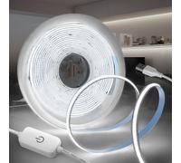 KSIBNW Striscia LED COB USB 5V, Bianco Freddo 6000K 5M Luci LED Autoadesivo Tubo Dimmerabili Strisce Larghezza 8mm Flessibile Alta Luminosità Nastro per Retroilluminazione TV, Cucina