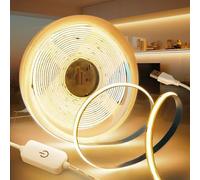 KSIBNW Striscia LED USB COB 5M, 5V Bianco Caldo 3000K Luci LED Autoadesivo Tubo Dimmerabili Strisce Larghezza 8mm Flessibile Alta Luminosità Nastro per Retroilluminazione TV, Cucina