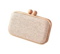 Ksikdeg Borsa da sera Estati Spiaggia Spalla Crossbody Bag Tessuto Busta Borsa Pochette di Paglia Borsa Per Le Donne Pochette Di Paglia Borsa Per Le Donne, Beige, One Size