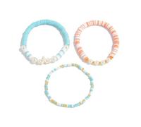 Ksikdeg Braccialetto multistrato impilabile con perline colorate a forma di stella marina, gioiello da donna, Ceramica morbida + perline di riso + perle finte + acrilico + lega