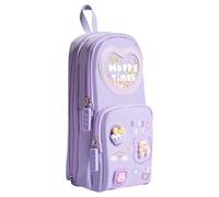 Ksikdeg Grande capacità Penna Bag Cartoon Matita Pouch Tre strati Zip Pen Case Standing Pencil Bag, Orso Gelato, 28cm x 20cm x 3cm