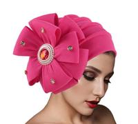 Ksikdeg Morbido e confortevole cappello musulmano donna matrimonio fiori chemio foulard per interni ed esterni sciarpa da donna, Rosso rosato, Taglia unica