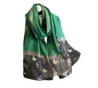 Ksikdeg Sciarpa ricamata in seta floreale da donna Hijab ha rubato lo scialle avvolgere leggero traspirante con perline opzione regalo sciarpa hijab sensazione di seta poliestere, H, Taglia unica