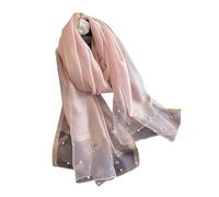 Ksikdeg Sciarpa ricamata in seta floreale da donna Hijab ha rubato lo scialle avvolgere leggero traspirante con perline opzione regalo sciarpa hijab sensazione di seta poliestere, M, Taglia unica