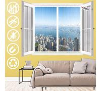 KSITH Zanzariera Magnetica Finestra, Auto Chiusura Magneti Rete Antizanzare, Maticamente Anti Zanzare Calamite Tenda, Facile Montaggio, per Porte Finestre- White|| 140x140cm(55x55inch)