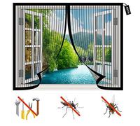KSITH Zanzariera Magnetica Finestra, Prevenire Zanzare E Insetti Chiusura Automatica Magneti Rete Antizanzare, Facile Montaggio, for Porte/Finestra-Black|| 43x62inch(110x160cm)