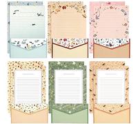KSIWRE Carta da lettere con buste, carta da lettere a righe in stile floreale, 36 pezzi, con 18 buste, per inviti, regali, auguri di vacanza