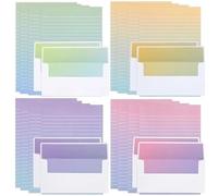 KSIWRE Set di cancelleria ad acquerello con buste, 16 fogli di carta a righe + 8 buste, colori sfumati, carta da cancelleria per scrivere lettere, poesie, inviti, auguri