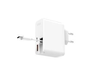Ksix 65w con caricabatterie ultraveloce USB-C Power Delivery, ricarica rapida USB-A e cavo USB-C retrattile integrato