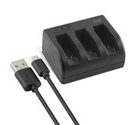 KSIX bxgo21 - Caricatore per 3 batterie Micro USB e USB Tipo C per Fotocamera GoPro Hero 5
