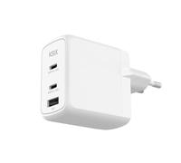 KSIX - Caricatore di rete 65 W, ricarica ultra veloce, gan, PPS, Power Delivery, multiporta 2 USB C+1 USB A, bianco