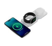 KSIX - Caricatore wireless da 3 in 15 W, pieghevole, compatibile, ricarica rapida, per telefoni Qi, Apple Watch e AirPods, bianco
