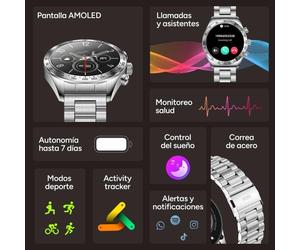 Ksix Elite Bluetooth 46mm AMOLED Acciaio Inossidabile Autonomia 7 Giorni IP67 SpO2 Cardiofrequenzimetro Monitor Sonno