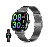 KSIX Iria Go Smartwatch da donna, display AMOLED da 1,70", autonomia 4 giorni, modalità sport e salute, notifiche, chiamate, assistente vocale, 2 cinghie in metallo nero e silicone viola
