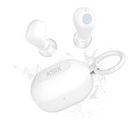 KSIX Neutron - Auricolari wireless, True Wireless Stereo, pulsante multifunzione, chiamate, assistente vocale, custodia di ricarica con moschettone, autonomia 4h+16h, USB-C, IPX4, impermeabile, bianco