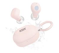 KSIX Neutron - Cuffie wireless, True Wireless Stereo, pulsante multifunzione, chiamate, assistente vocale, custodia di ricarica con moschettone, autonomia 4h+16h, USB-C, IPX4, impermeabile, rosa