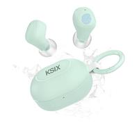 KSIX Neutron - Cuffie wireless, True Wireless Stereo, pulsante multifunzione, chiamate, assistente vocale, custodia di ricarica con moschettone, autonomia 4h+16h, USB-C, IPX4, impermeabile, verde