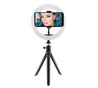 KSIX - Treppiede da tavolo regolabile, 15 colori ed effetti, anello di luce a LED per cellulare, 3 temperature di luce e 10 intensità di luminosità, per Tik Tok, fotografia, selfie