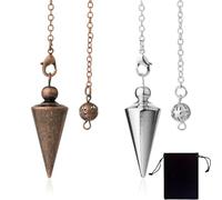 KSJEHW 2 Pezzi Pendolo Esoterico, Pendolino, Pendolo In Rame, per esoterismo in metallo, per divinazione, accessori per tarocchi, regali per gli amanti dei tarocchi (1 argento 1 bronzo