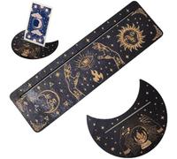 KSJEHW 2 Pezzi Porta Tarocchi in Legno Porta Carte Tarocchi Nero 5" a Forma di Luna e 10" Rettangolari Tarocchi in Legno Porta Altare Espositore Strumenti Cerimoniali, Luna e Mano della Speranza