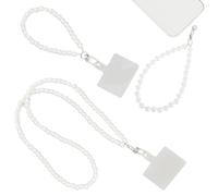 KSJEHW 2Pcs Cordino per Cellulare con Perline, con 2 Pezzi Distanziatori di Collegamento Rimovibili, Lucchetto Classici in Oro, Catena da Polso, Laccio per Cellulare, Ciondolo per Cellulare