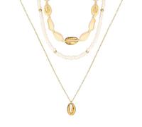 KSJEHW 3 Pezzi Collier pour femme - Ensemble de colliers réglables - Collier ras du cou empilable - Colliers de perles bohèmes en acier inoxydable - Chaîne dorée - Collier pour femmes et filles