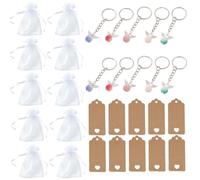 KSJEHW 30 Pezzi Angioletti Bomboniere,Portachiavi Angelo,con Sacchetto in Organza e Etichette di Carta Kraft,Bigliettini Bomboniere Comunione,Bomboniera Portachiavi Angelo(Stile 2)