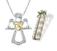 KSJEHW Collana Angelo Custode, Collana con Ciondolo Angelo in Argento Sterling 925, Regali di Battesimo, Comunione e Compleanno per Ragazze e Bambini（con Scatola Regalo