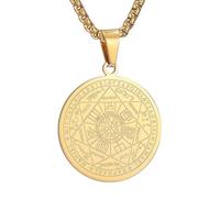 KSJEHW Collane Uomo 7 Arcangeli Sigillo Medaglia Talismano Collana per Uomo Donna Acciaio Inossidabile Pentagramma Ciondolo Amuleto Protezione Catena Gioielli Maschili Fascino Portafortuna
