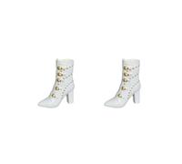 KSJOAIDDE 2 set di 1/6 action figure stivali tacco spesso indossabile moda palla snodato scarpe bambola bianco lunghezza 3 cm
