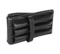 KSJOAIDDE Custodia in pelle per penne a 3 scomparti con divisore, per università, colore: nero, Nero , 15.8cmx7.6cmx2.6cm