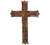 KSJONE Artigianale antico design rustico in legno da appendere alla parete a croce decorativa per altare religioso, arte spirituale, scultura per la casa e il soggiorno
