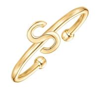 KSKAN Anello Aperto da Donna in Argento Sterling 925, Lettera Iniziale in Oro dalla A alla Z Anelli Regolabili per Donne Adolescenti Compleanno Carino Anello con Lettera Dell'Alfabeto,S