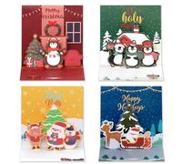 KSKSPE Set di biglietti di Natale con busta (4 pezzi), biglietto di Natale 3D, biglietto di auguri di Natale, biglietti di auguri per familiari e amici a Natale.