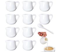 Ksnowqi 10 Pezzi 50ml Mini Brocca per Latte in Ceramica, Bricco Latte Piccolo 50ml, Mini Lattiera Ceramica Bianca con Manico per Latte, Caffè, Panna, Salsa