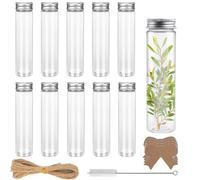 Ksnowqi 12 Pezzi Provette in Plastica con Tappo di 110ml, Provette Portaconfetti Battesimo, Barattolini Plastica con Tappo, Fialette Bomboniere per Fiori, Caramelle Spezie, Piante, Campioni