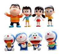 Ksopsdey 8pcs Decorazione Torta Doraemon, Cake Topper, Decorazione Auto, Giocattoli per Bambini e Baby Shower Forniture per la Decorazione della Torta della Festa di Compleanno