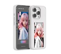 KSOPUERT Custodia per iPhone 15 Pro con schermo Smart e-Ink in 4 colori, protezione del telefono, trasmissione NFC, personalizzabile con foto/immagine/testo fai da te, colore: bianco