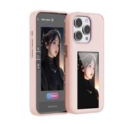 KSOPUERT Custodia per iPhone 15 Pro Max con schermo Smart e-Ink in 4 colori, protezione del telefono, trasmissione NFC, personalizzabile con foto/immagine/testo fai da te, colore: rosa