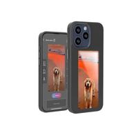 KSOPUERT Custodia per smartphone aggiornata a 4 colori e schermo a inchiostro, fai da te, per immagini/immagini/testo, compatibile con iPhone 16 Pro Max, trasmissione NFC, nero