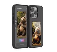 KSOPUERT Custodia per smartphone con schermo a inchiostro cast fai da te istantaneamente visualizzazione dell'immagine su custodia protettiva per iPhone 15 Pro Max (nero)