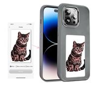 KSOPUERT Custodia per Telefono con Schermo Ink Smart per iPhone 15 PRO Max, Custodia per Telefono con Display Immagine DIY a Trasmissione NFC, Grigio