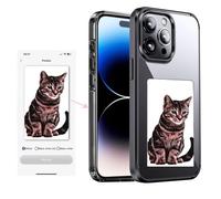 KSOPUERT Ink Screen Custodia compatibile con iPhone 14 PRO 6,1 pollici, supporta custodia protettiva per display DIY, antigraffio, Nero